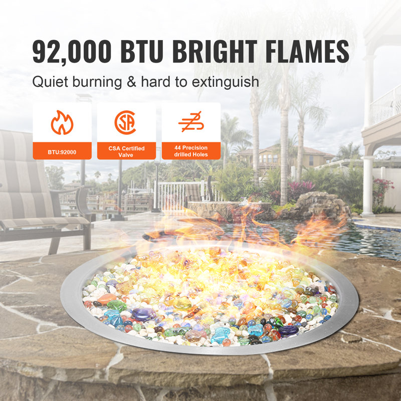 24-Inch Round Stainless Steel Drop-In Fire Pit Burner