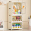 Organisateur de garde-robe portable pour vêtements, commode, portes magnétiques avec cubes et tringle, armoire de rangement pour garde-robe pour bébé, blanc