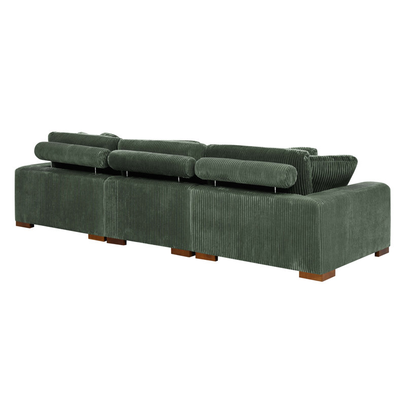 Kijuana Square Arm Sofa with Reversible Cushions, Hunter Green, 3, 33" H x 124" W x 43.5" D