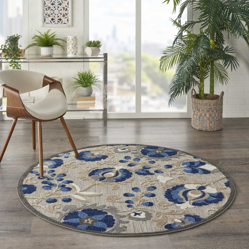 Floral Area Rug, Round 239cm