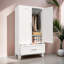 60? White Metal Wardrobe With 1 Drawer-1490928347