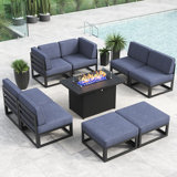 9 - Piece Outdoor Modular Sectional Set with Fire Table