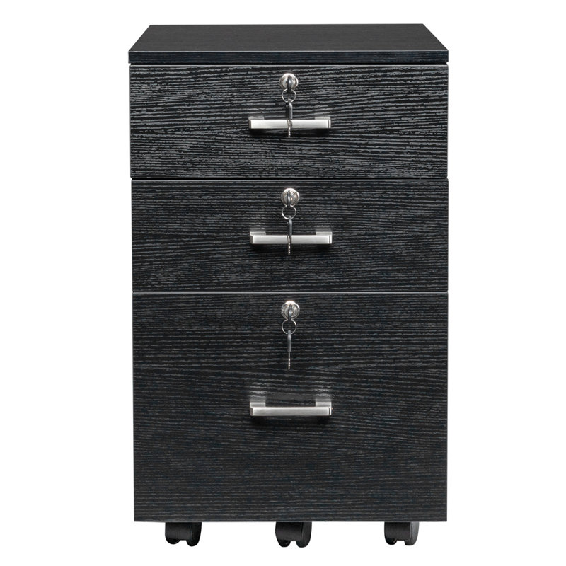 Arieliz 15.75'' Wide 3 -Drawer Mobile File Cabinet, Black