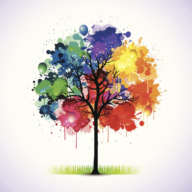 «Lynsey Color Tree» par Hugolacasse, impression sur toile tendue, H 12 po x l 12 po