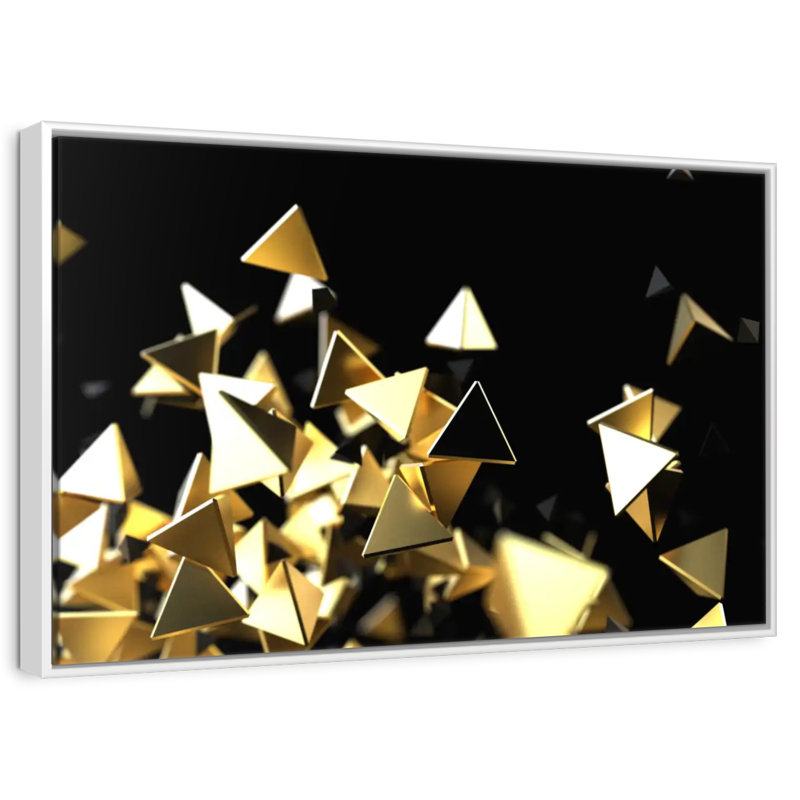 Golden Pyramids, Cadre flottant blanc, 46 po x 31 po