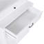 Armoire de rangement blanche pour salle de bain avec deux portes, tiroirs, tablette réglable et trois tablettes ouvertes - Fabrication en panneau de fibres à densité moyenne durable