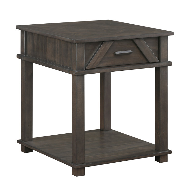 Table de bout traditionnelle rustique avec rangement en bois brun durable pour salon 1 pièce
