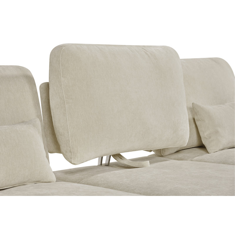96"W Dinardi upholstered Sofa With Adjustable Backrest, Beige, 3, 96"W