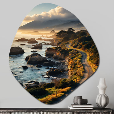 USA Big Sur California Landscape I - Usa Unique Shape Print on Metal, Traditional Asymmetrical Metal Wall Decor