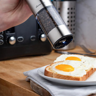 KitchenGuru Premium Rechargeable Electric Salt and Pepper Grinder Set with LED Light, Ceramic Grinder, Adjustable 6 Coarseness Levels,Consistent Seasoning Output