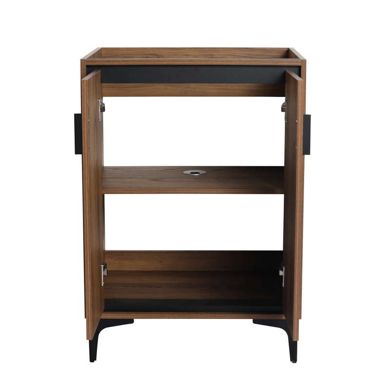 Armoire de salle de bain moderne 24 po, sans lavabo supérieur, meuble-lavabo simple avec 2 portes, bois d'ingénierie, portes de rangement faciles à installer et à remplacer. Preuve, à entretenir. Style américain,