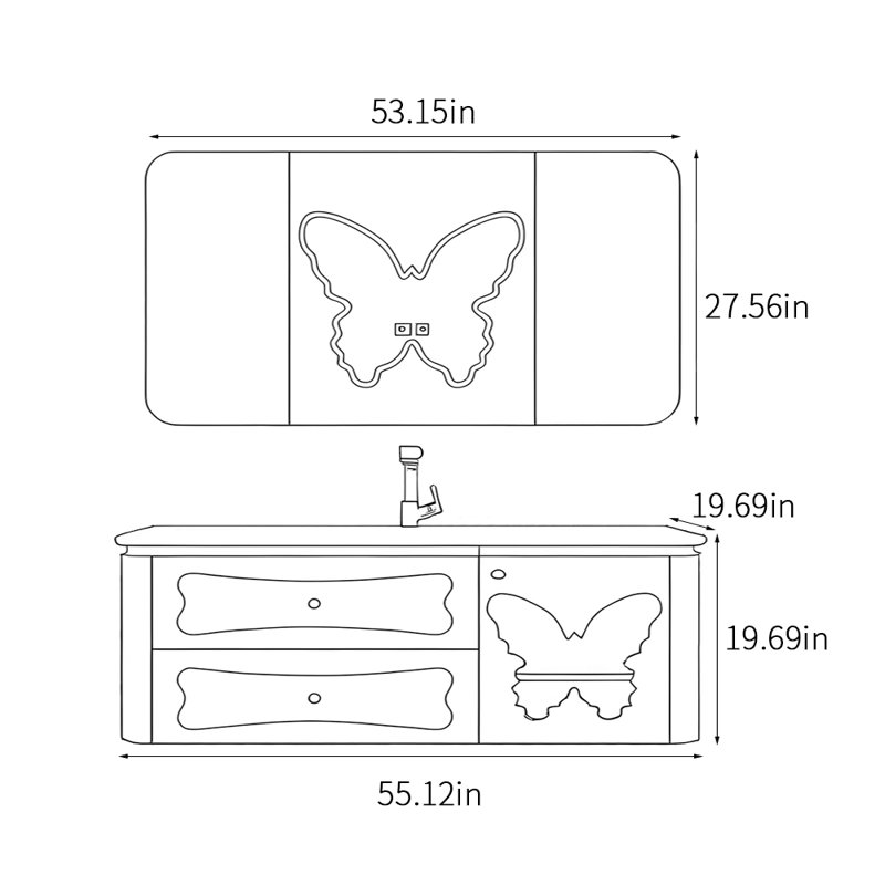 Armoire de salle de bain moderne Modern, 55", Blanc