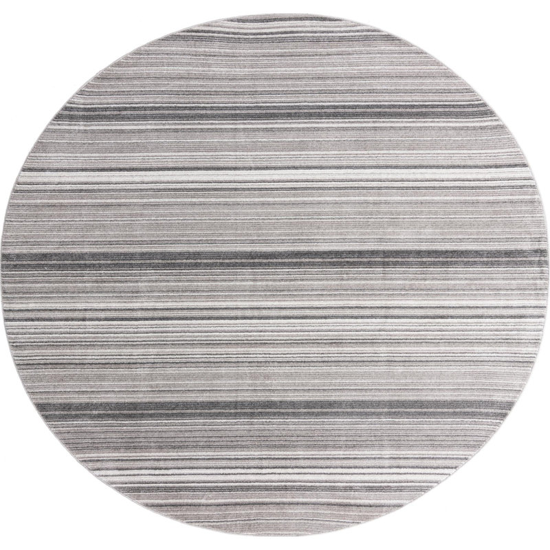 Osteen Striped Area Rug, Round 5'3", Gray