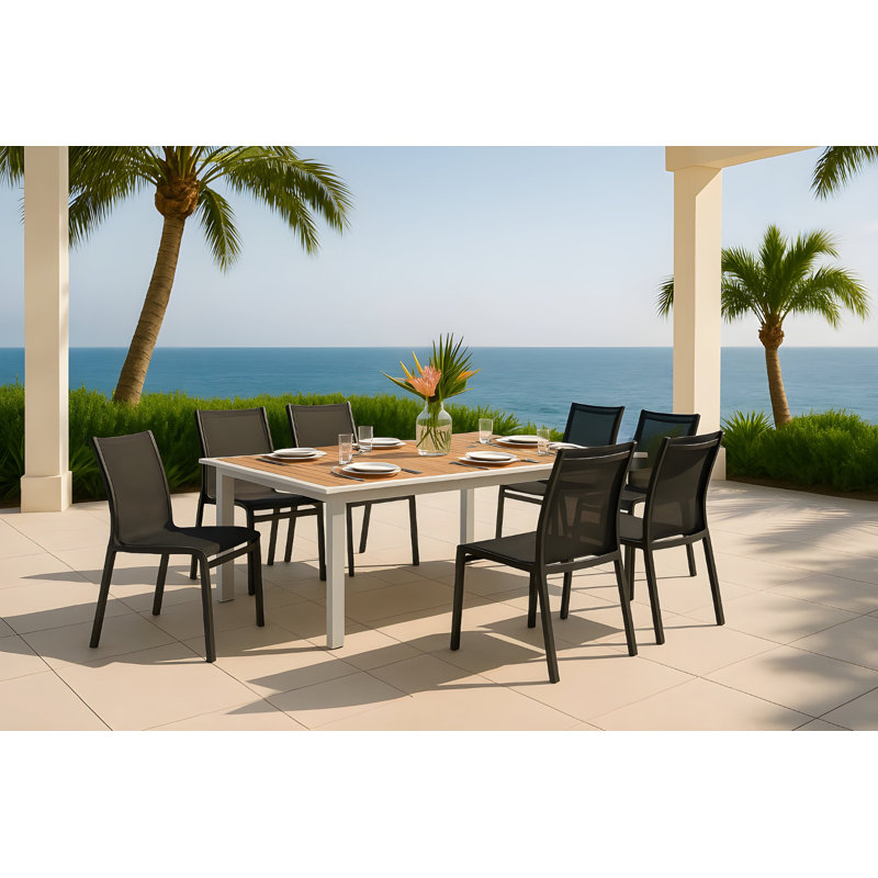 Chaise d'appoint de patio empilable Lajoy, Noir, Gris foncé
