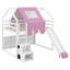 Lit mezzanine en bois avec cadre en forme de maison et auvent de style tente-511053759-511053753
