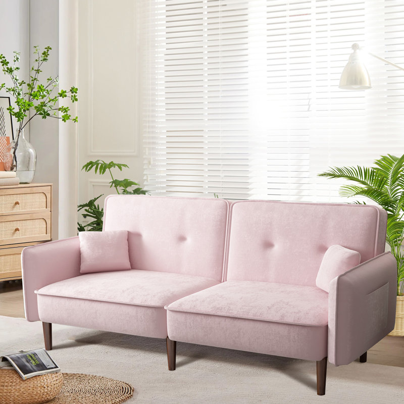 31'' Upholstered Sleeper Sofa, Pink 100% Polyester