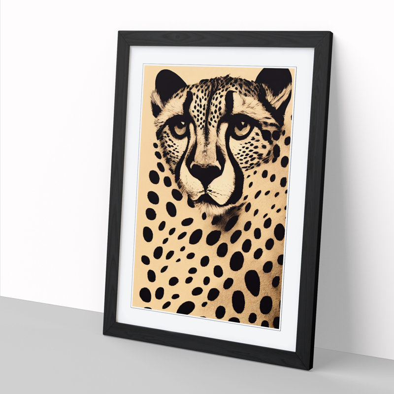 Cheetah Collage - Picture Frame Print, 34cm H x 25cm W, Walnut Framed