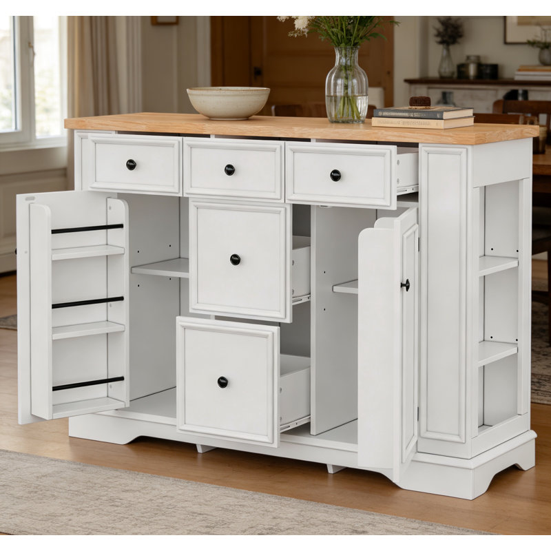 Sideboard Buffet Cabinet With Storage, Kitchen Console Table With 5 Drawers, 2 Cabinets, Adjustable Shelves, Buffet Server For Dining Room, Living Room, Entryway (white)