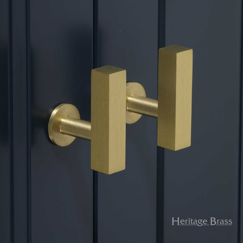 Heritage Brass Heritage Cabinet Knob Offset Square Design 44mm, Satin Brass