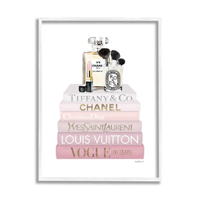 Deluxe Fragrance And Cosmetics Glam Pink Bookstack by Amanda Greenwood - Painting on Canvas