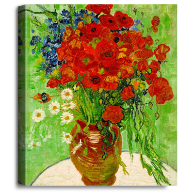 Red Poppies and Daisies by Vincent Van Gogh. The World Classic Art Reproductions, Giclee Canvas Prints Wall Art for Home Decor
