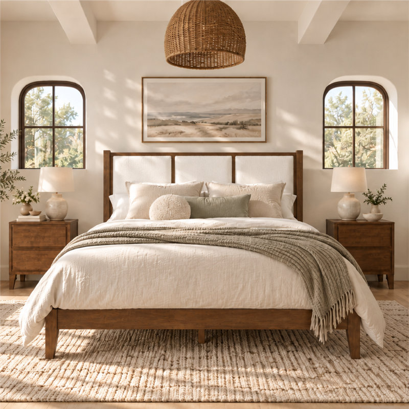 Tête de lit tapissier Knighten, King, Dark Walnut