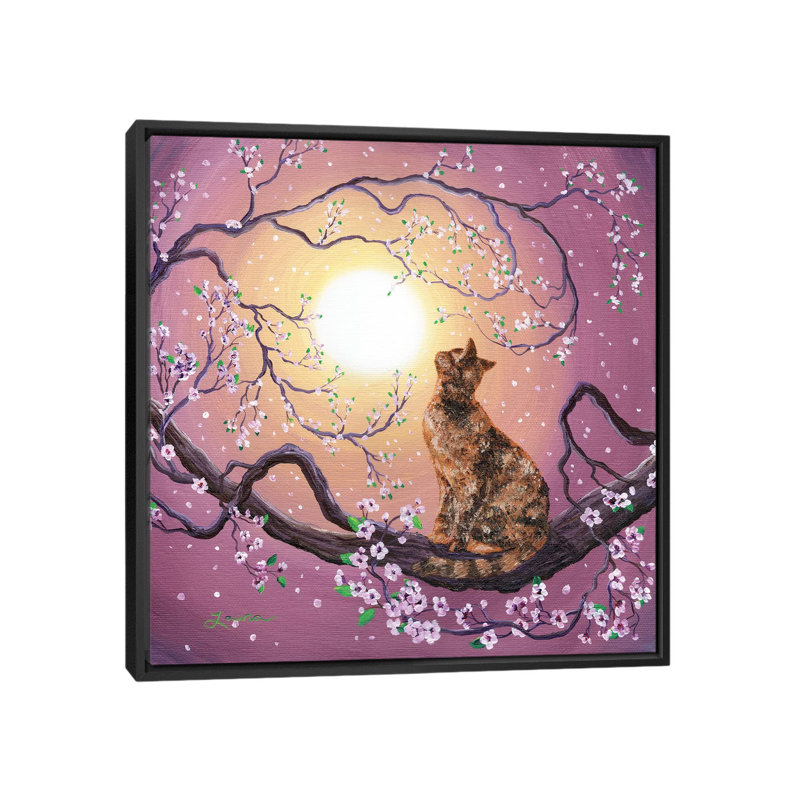 Reproduction d’art « Cherry Blossom Waltz » par Laura Iverson, Toile avec cadre noir, Pas de tapis