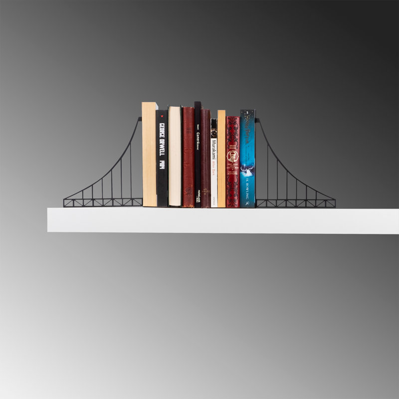 Serre-livres en métal robuste, noir, 17,9 x 3,0 x 7,9 pouces | Fabrication 100% métal, épaisseur: 0,5 pouce | Parfait pour organiser des livres, des magazines et plus encore, une conception durable et élégante pour la maison ou le bureau