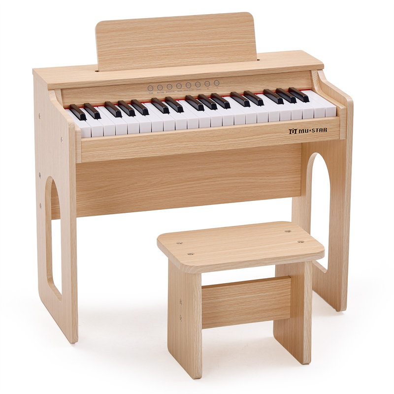 Jeu de musique en bois avec banc pour enfants, Naturel