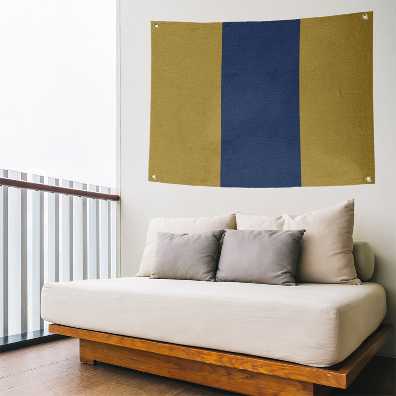 Tapisserie de polyester Baltimore, Milwaukee, H 59 po x l 80 po x P 1 po, Or clair /bleu marine