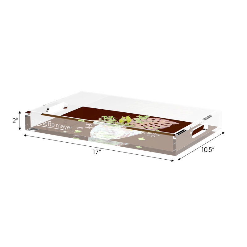 Monkey Large Jungle Acrylic Rectangle Decorative Tray, Green Which, 17"W x 10.5"D x 2"H