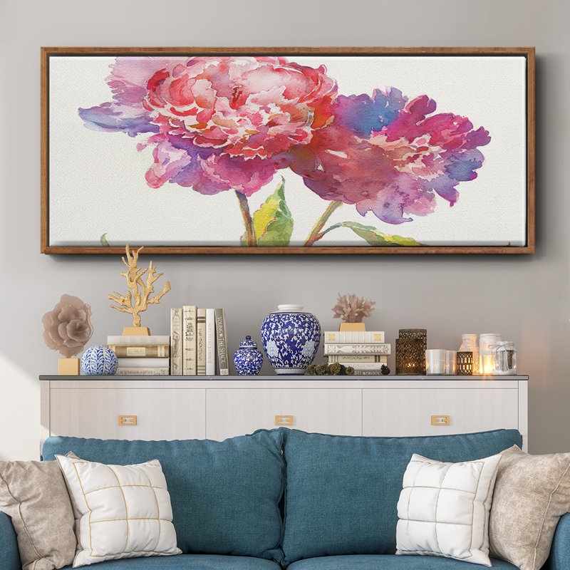 Prize Peonies I- Framed Canvas, 24" H x 60" W