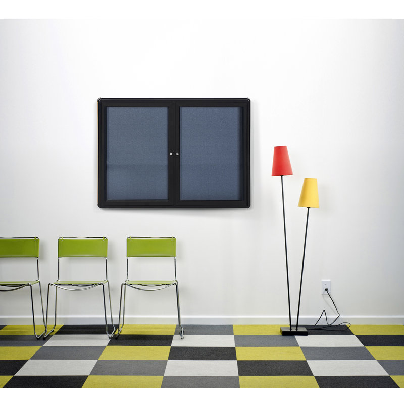 Babillard fermé 2 portes Ovation, Gris, H 3 po x l 5 po, Noir