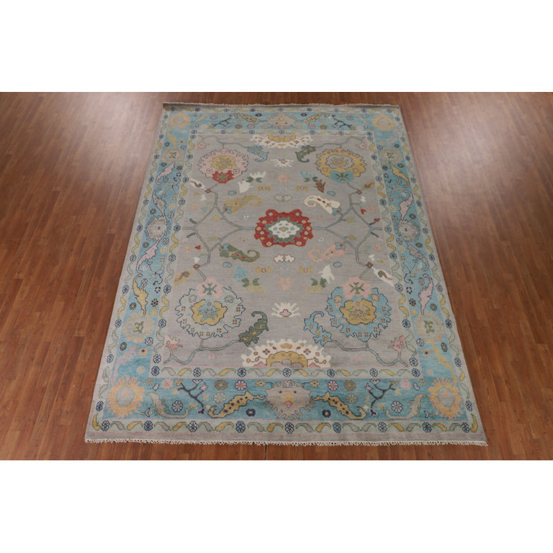Tapis oriental fait à la main gris Oushak 9 x 12