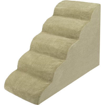 5-step Wide Foam Pet Stairs For High Beds & Couches, Non-slip Dog Ramp With Washable Corduroy Cover