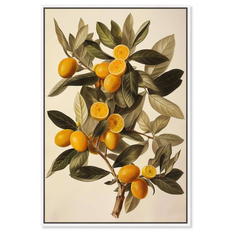 «Orange Oasis Glow» par Art Remedy, Cadre flottant blanc, H 16 po x l 11 po