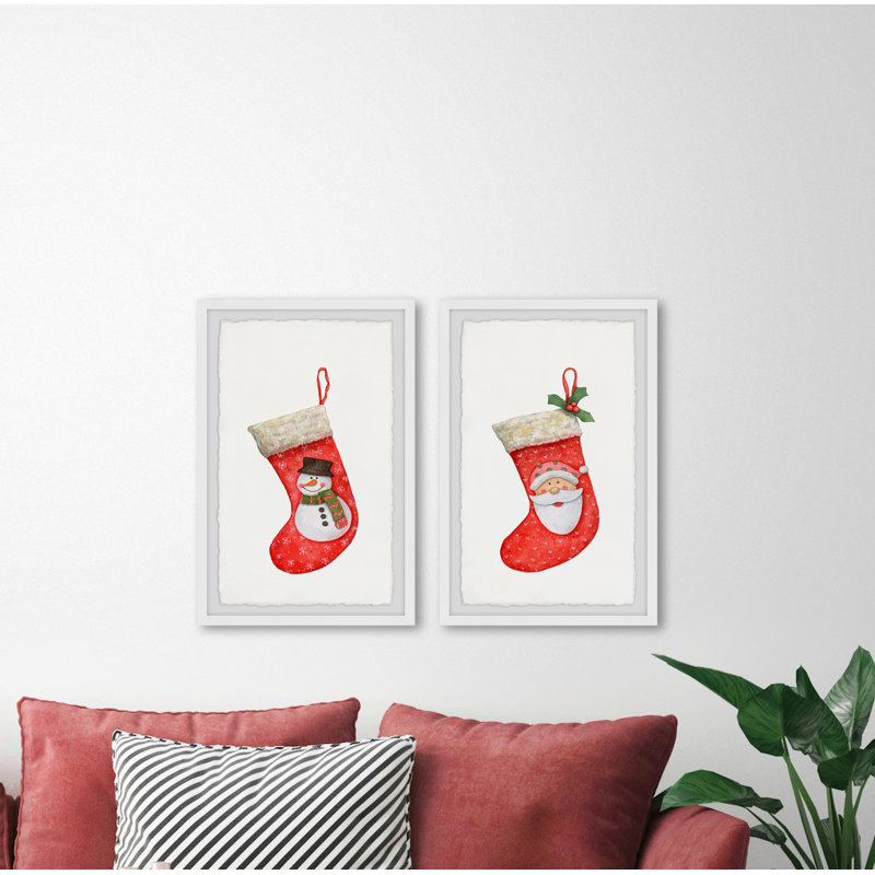 Cheney Snowman And Santa - 2 Piece Single Picture Frame Painting, 45cm H x 76cm W x 3.81cm D