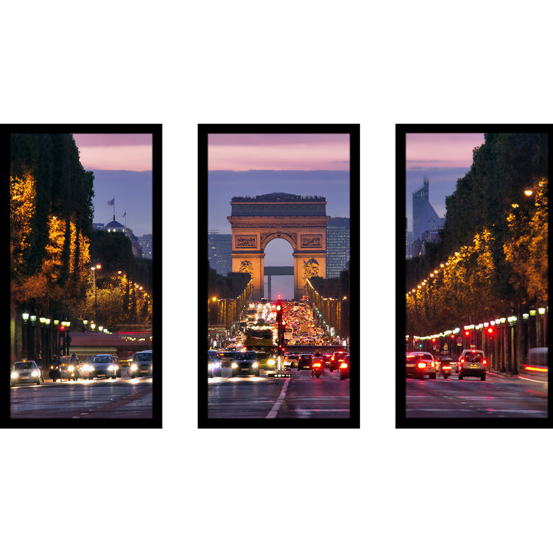 Paris - Reproduction de photo avec cadre photo multi-pièces, H 33,5 po x l 52,5 po x P 1 po