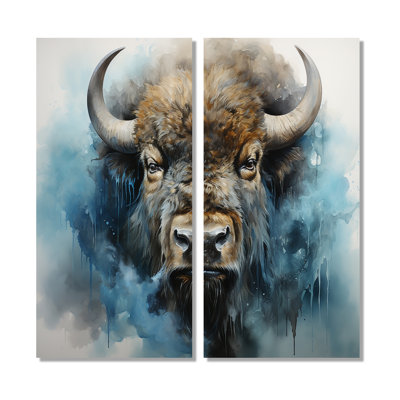 Bison Spirit of The Prairies - Blue, reproduction d'art sur toile