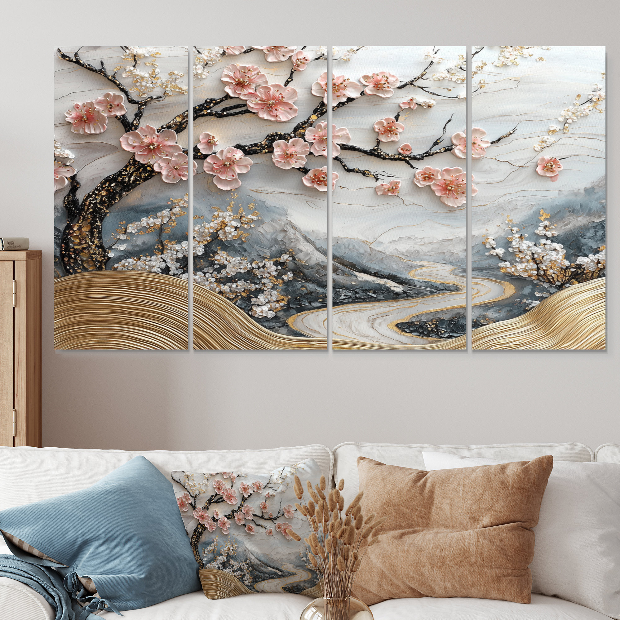 Red Barrel Studio Marble Cherry Blossom Trees Poetry Of Petals IV ...