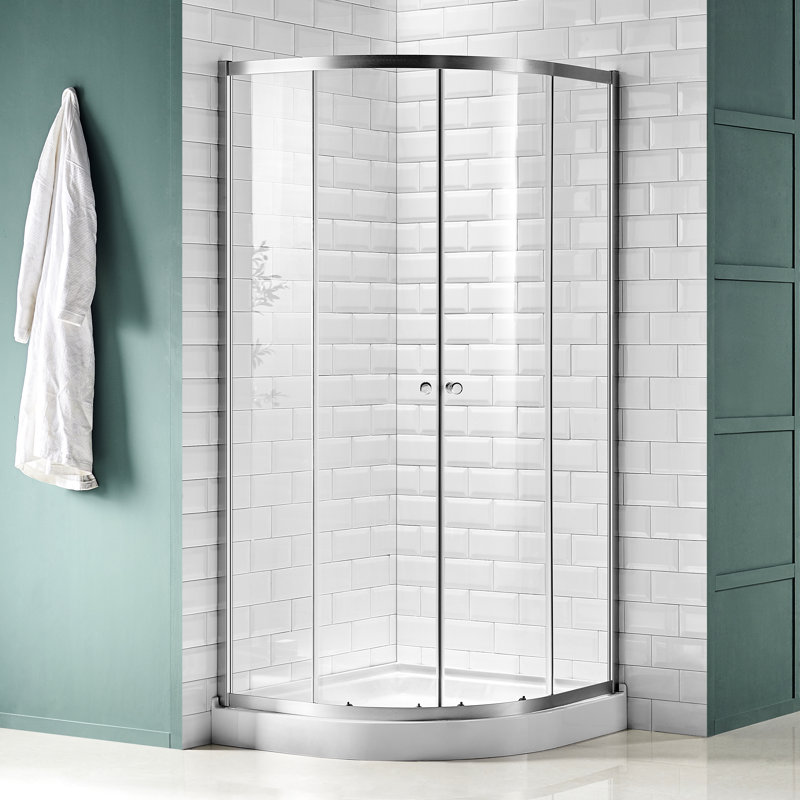 Mare Series 35.2'' W 76'' H Framed Round Reversible Shower Enclosure, Brushed Nickel