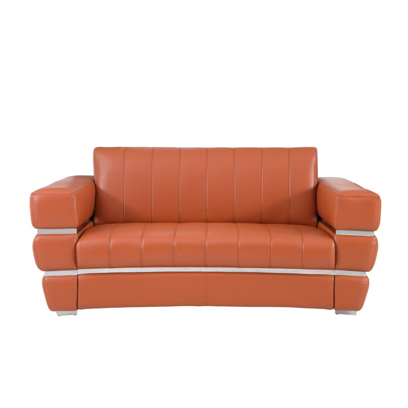 Monza Top Grain Italian Leather Loveseat, Camel Genuine Leather