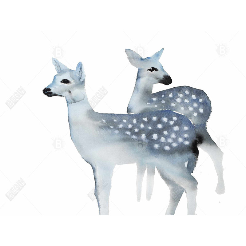 Blue Fawns - Livingroom Animals, toile encadrée décor à la maison