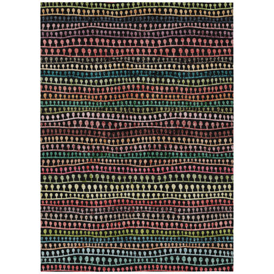 Tapis intérieur lavable rayé noir et vert 8 pi x 10 pi