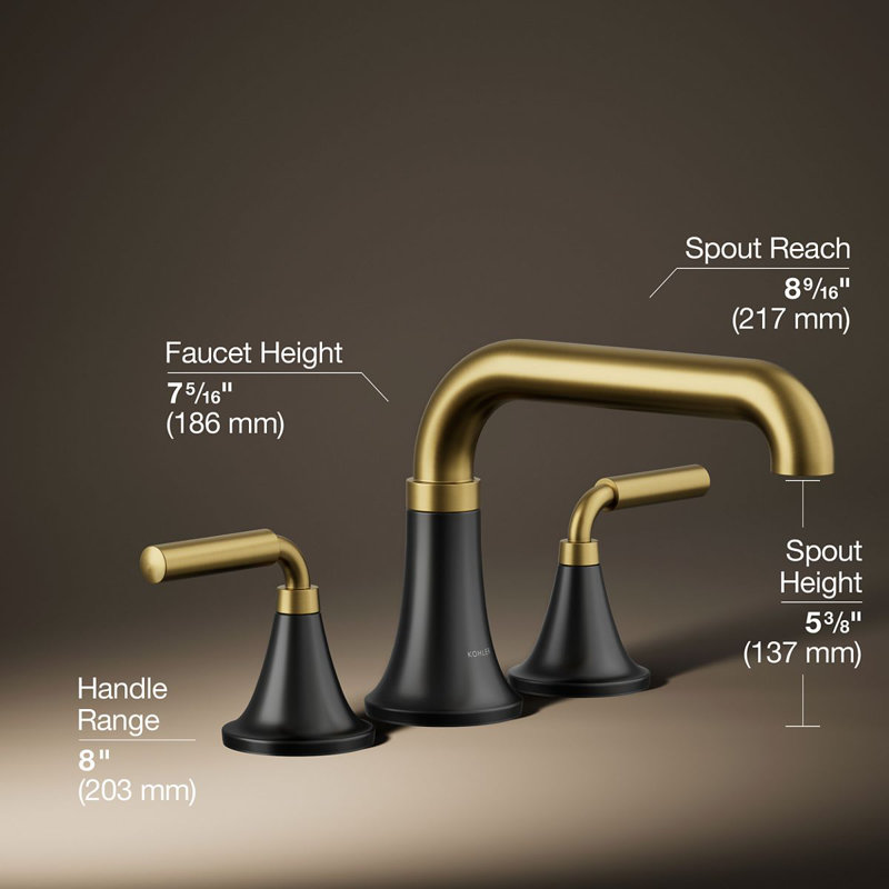 Tone Bath Faucet Trim, Matte Black/Moderne Brass