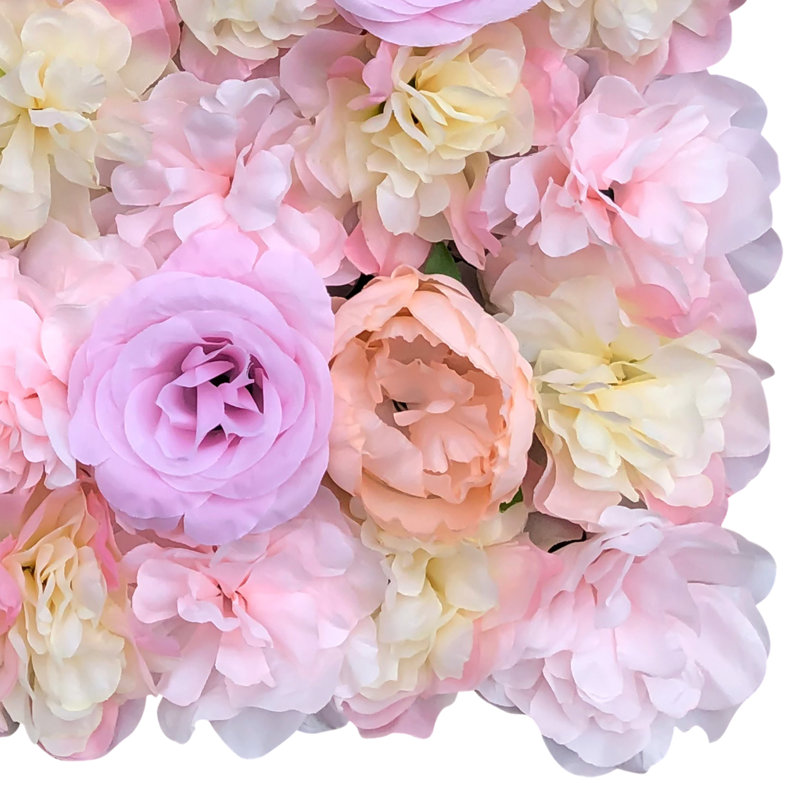 Décoration murale fleur artificielle en soie, Rose clair / jaune clair