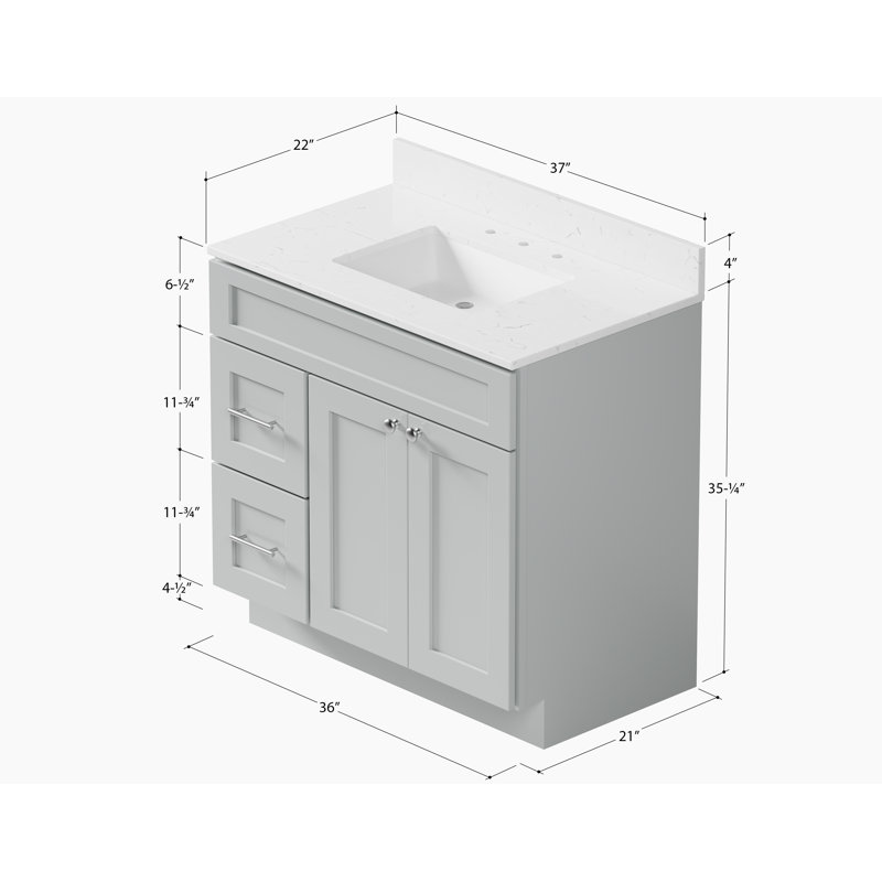 Ensemble de meuble-lavabo simple 37 po Chrisna, Gris