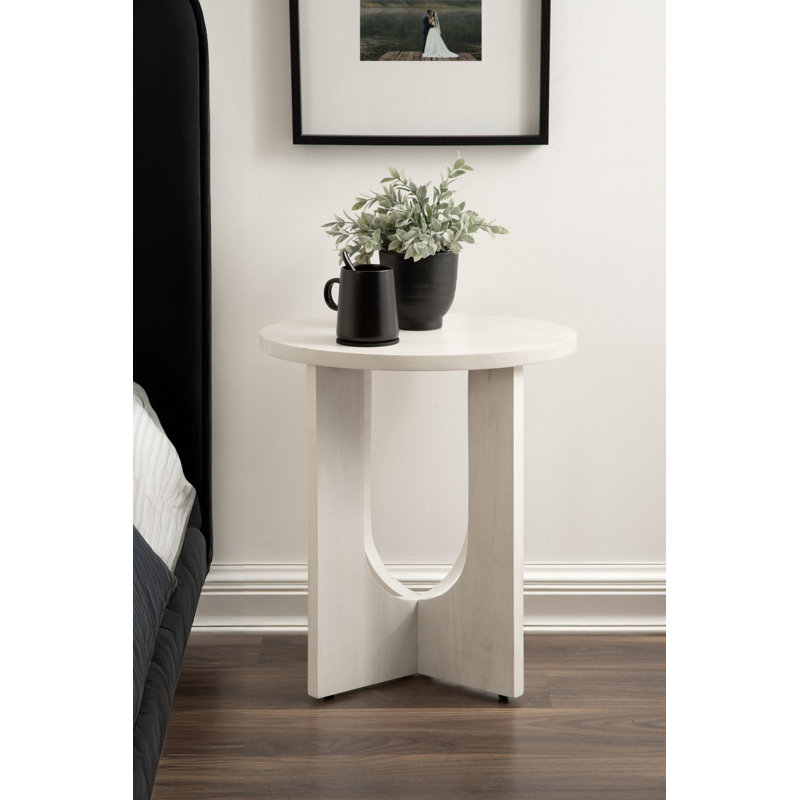 Wooden Oval Side Table, White