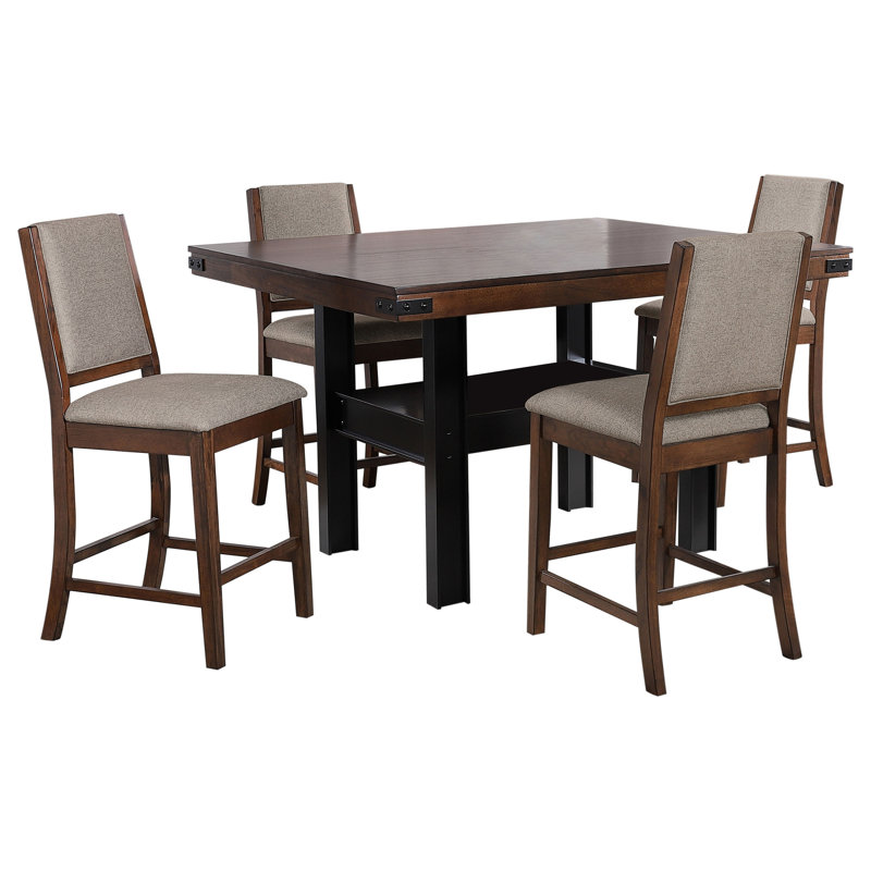 Ensemble de salle à manger à hauteur de comptoir Patter, chêne manguier, 5 Pieces: Table, 4 Chairs