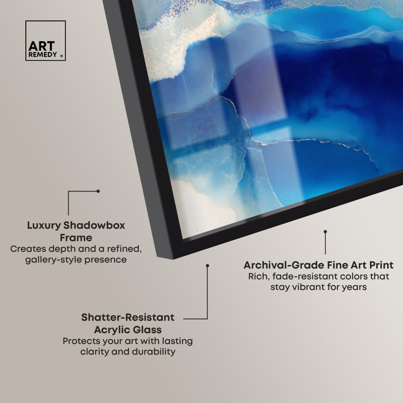 «Water Diptych II», décor bleu par Art Remedy, H 16 po x l 11 po, Noir